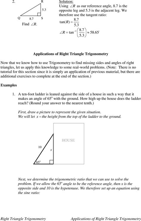 Right triangles & trigonometry homework 7: Unit 8 Right Triangles And Trigonometry Key - Unit 3 Right ...