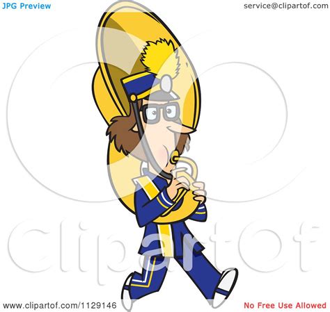 Cartoon Of A Marching Band Tuba Player Girl Royalty Free Vector