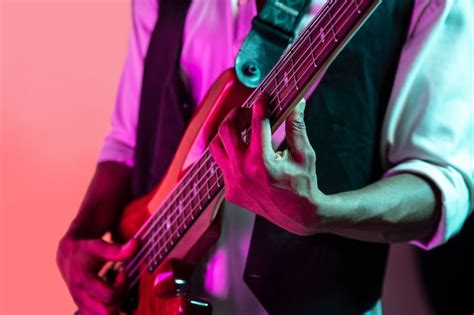 Free Photo African American Handsome Jazz Musician Playing Bass
