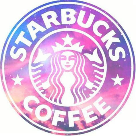 The Starbucks Logo Is Shown In Purple And Blue Galaxy Colors With Stars