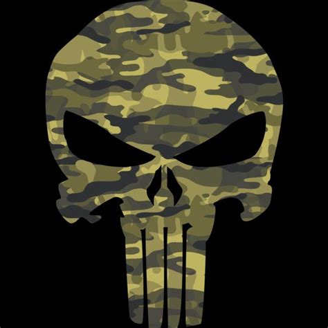 Punisher Skull Camouflage Mens Perfect Tee By Marvel Design By