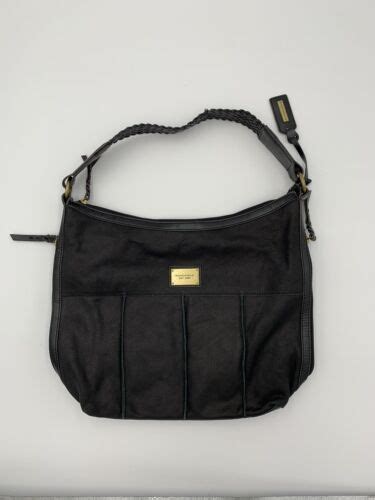 Tignanello Black Leather Shoulder Bag Braided Strap Purse Handbag Hobo