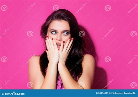 Shocked Woman Female Different Emotions Portrait Of Surprised Girl