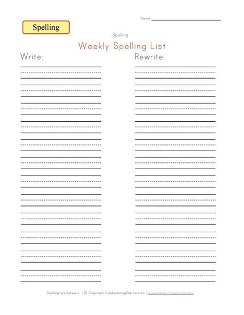 Free Printable Blank Spelling Sheets Printable Templates