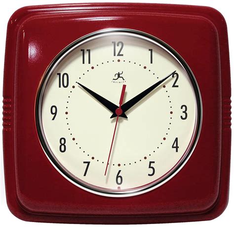 925 Inch Square Retro Red Resin Wall Clock Clock By Room