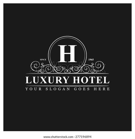Luxury Hotel Logo Template Flourishes Calligraphic Stock Vector