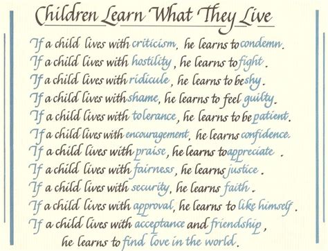 Children Learn What They Live Sayings Pinterest