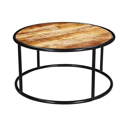 44 w x 20 d x 18 h nesting tables (2): Industrial Round Accent Coffee Table with Iron Legs