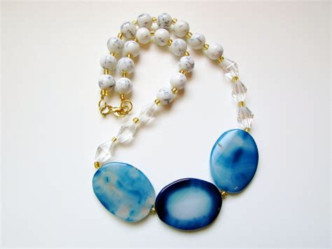 Items Similar To Chunky Blue Stone Bead Necklace On Etsy