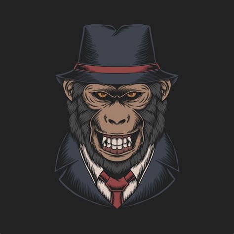 Premium Vector Mafia Monkey Illustration