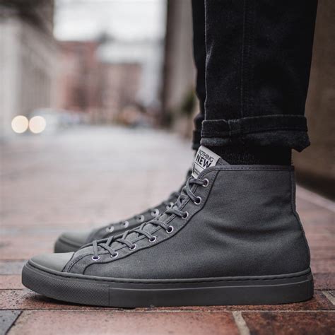 Mens Grey Canvas High Top Designer Sneaker Nothing New High Top