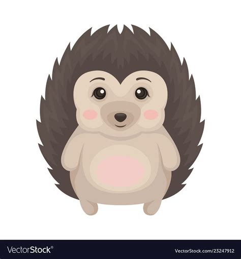 Lovely Hedgehog Prickly Animal Cartoon Character Vector Image On