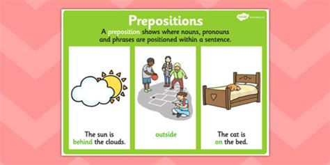An adjective phrase will answer the question, 'which one?' i bought a white bird with yellow feet. FREE! - Preposition Display Poster (teacher made)