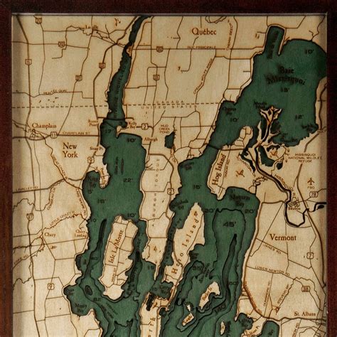 Lake Champlain Wooden Map Art Topographic 3d Chart