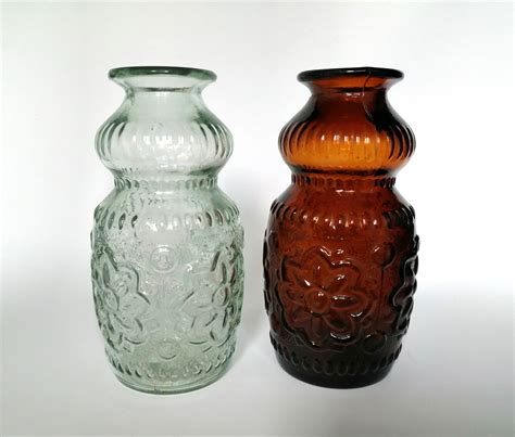 Rustic Vintage Glass Vases Antique Glass Bottle Set Etsy