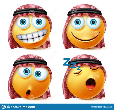 Saudi Arab Emoticons Vector Set Saudi Arab Face Emojis
