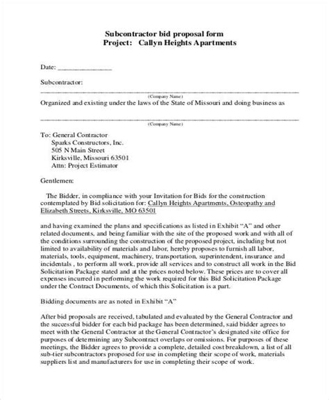 bid proposal forms