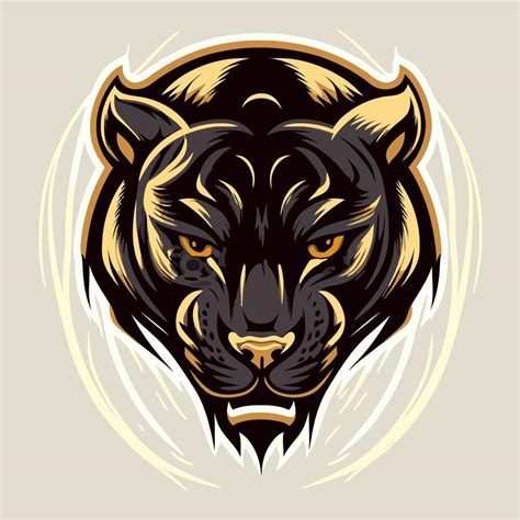 Black Panther Jaguar Face Logo Mascot Icon Wild Animal Character Vector