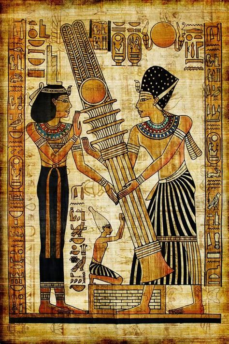 Ancient Egyptian Papyrus Hieroglyphics Illustration Cool Wall Decor Art