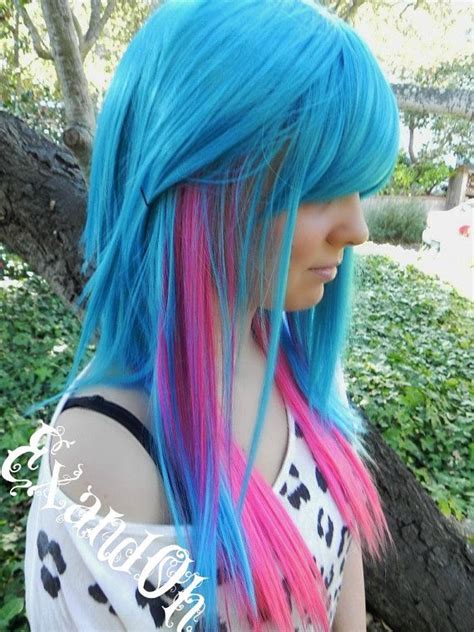 Blue Pink Scene Hair