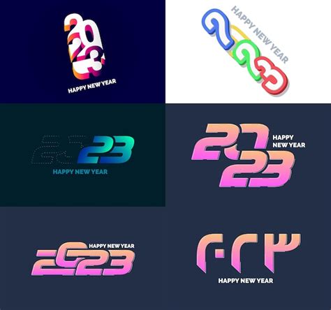 Gran Conjunto De 2023 Feliz Año Nuevo Diseño De Texto De Logotipo 2023