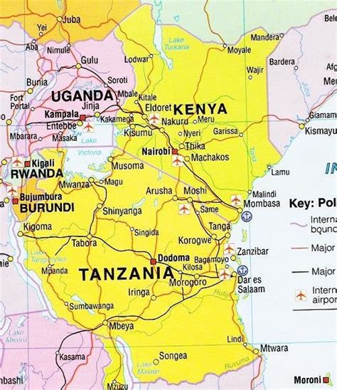 Kenya And Tanzania Map Cities And Towns Map