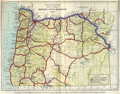 State Of Oregon 1940 Journey Across Oregon Route Map