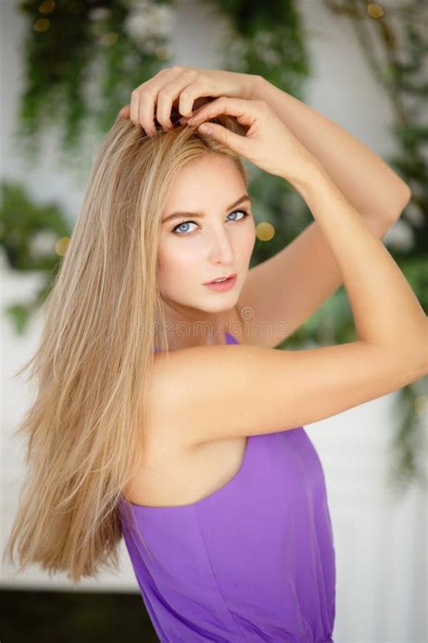 Blonde Beauty Woman Fresh Skin Beautiful Young Girl Blue Eyes Long Hair Stylish Trendy Model