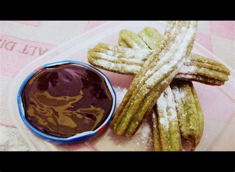 Green Churros With Chocolate Sauce
