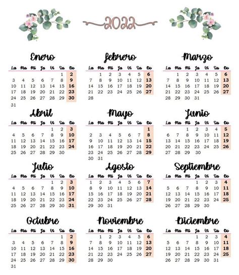 Calendario 2022 En 2022 Calendario Para Escribir Calendarios Bonitos