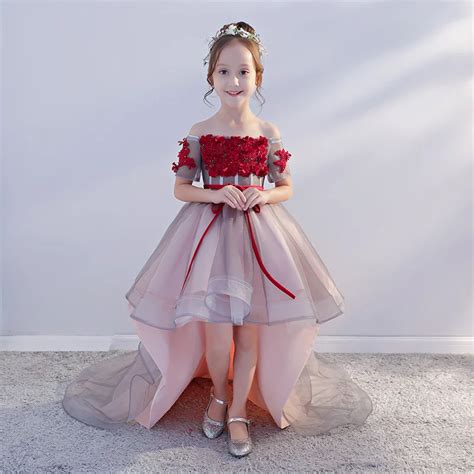 2018 Kids Girls Shoulderless Flower Girl Dress Floral Girl Birthday