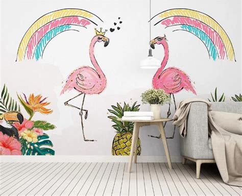 3d Rainbow Flamingo Wc1044 Wall Murals Aj Wallpaper