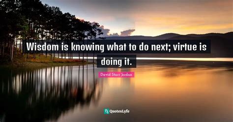 Wisdom Is Knowing What To Do Next Virtue Is Doing It Quote By