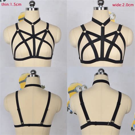 sexy black women harness harajuku cage bra gothic body harness handmade can adjust bondage