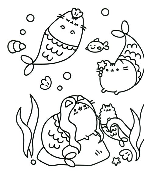 Pusheen The Mermaid Coloring Page Free Printable Coloring Pages For Kids