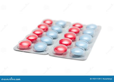 Packed Blue And Red Tablets Stock Image Image Of Pain Packaged 19311139