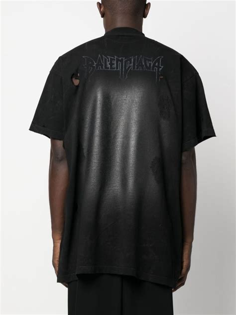 Balenciaga Graphic Print Ripped T Shirt Farfetch