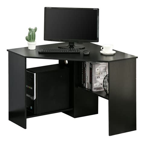 Homcom Corner Computer Desk With Storage Shelf Writing Table Study