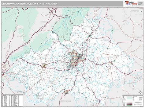 Lynchburg Va Metro Area Wall Map Premium Style By Marketmaps