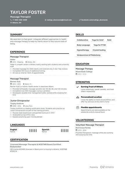 5 Massage Therapist Resume Examples And Guide For 2023