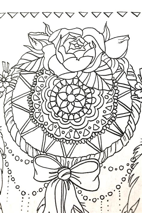 Boho Floral and Lace Coloring Page Instant Download | Etsy