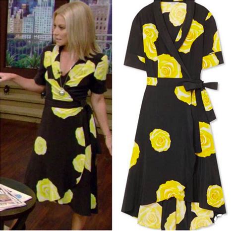 Kelly Ripas Black And Yellow Floral Wrap Dress Wrap Dress Floral