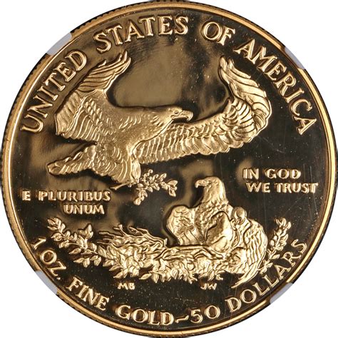 1989 W Gold American Eagle 50 Ngc Pf70 Ultra Cameo Brown Label Stock