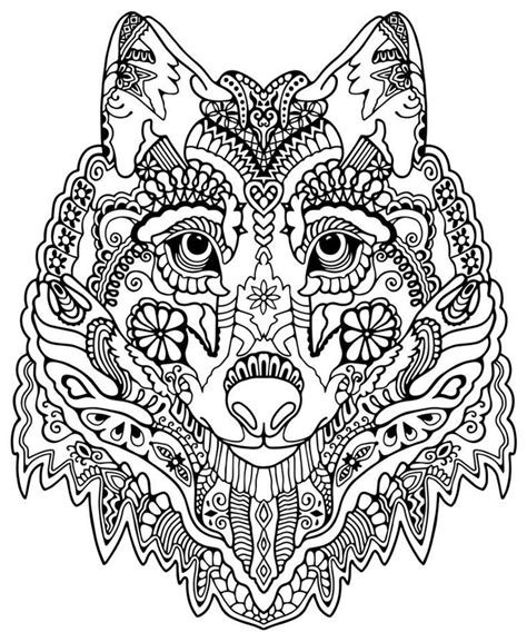 Wolf Abstract Doodle Zentangle Coloring Pages Colouring Adult Detailed