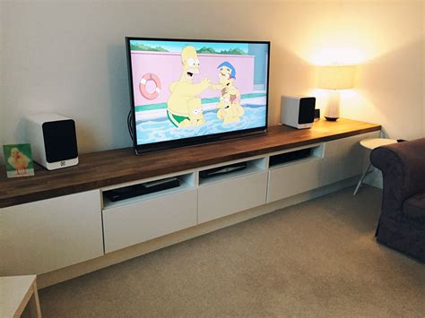 Long Tv Unit Custom Built Ikea Hack Using Besta Units On Bespoke Frame