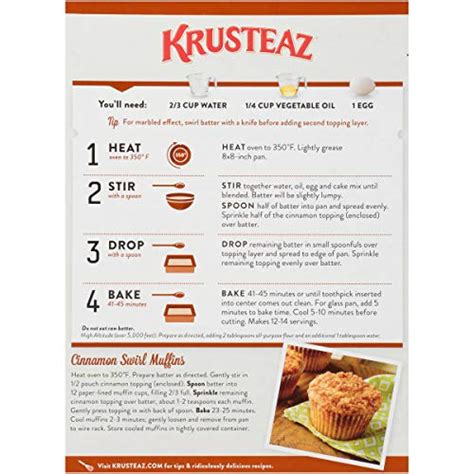 Maybe you would like to learn more about one of these? Krusteaz Cinnamon Swirl Crumb Cake and Muffin Mix, 21 ...