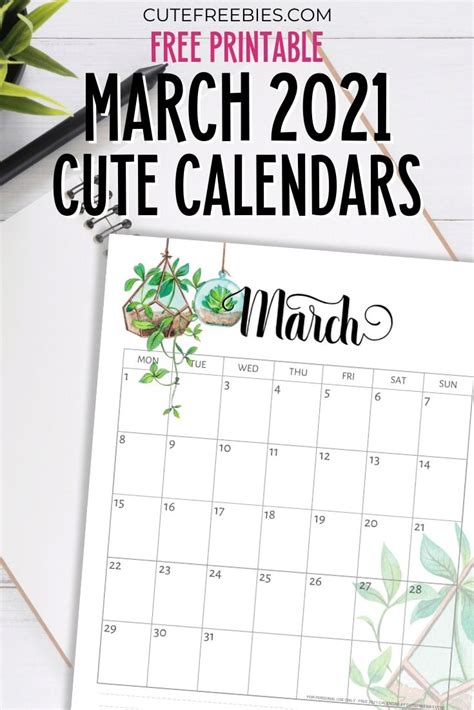 Free Printable March 2021 Calendar Pdf Cute Freebies For You Free