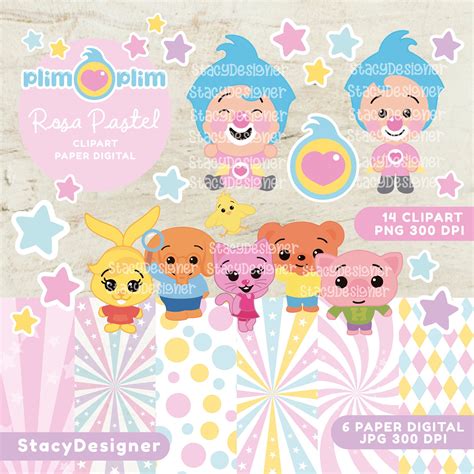 Plim Plim And Friends Pastel Pink Clipart Paper Digital Instant
