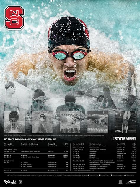 2014 15 Nc State Swimdive Poster Nc State Poster Swimming Diving