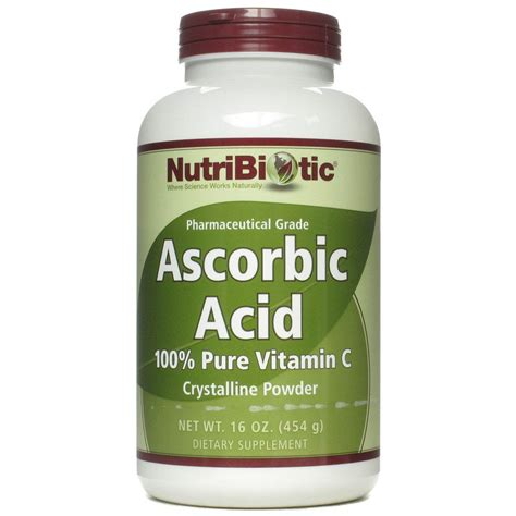 Nutribiotic Immunity Ascorbic Acid 100 Pure Vitamin C 16 Oz 454 G